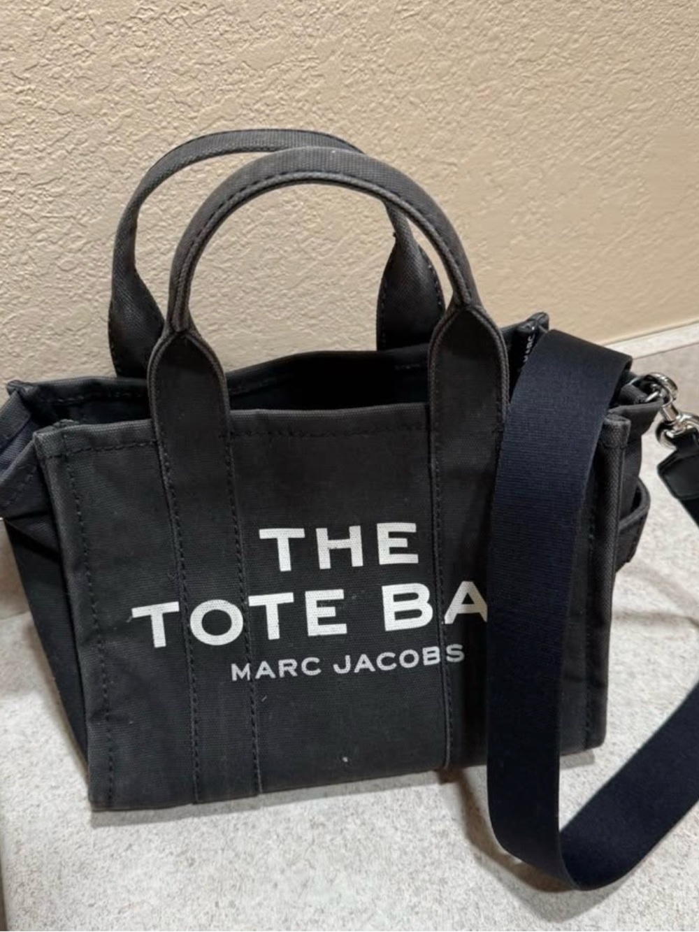 Marc Jacobs Black Canvas Tote Bag with White Logo